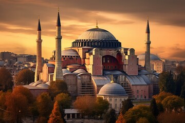 Scenic sight of the Hagia Sophia. Generative AI