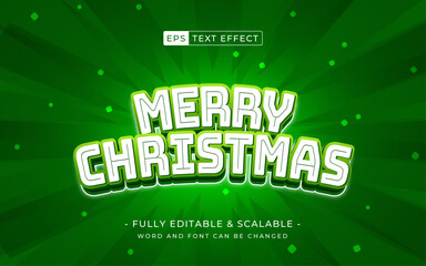Fototapeta na wymiar Merry Christmas Text effect Editable 3d text style with green template