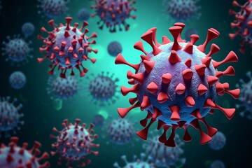 Fototapeta na wymiar Illustration of coronavirus covid-19 outbreak with a health threatening virus. Generative AI