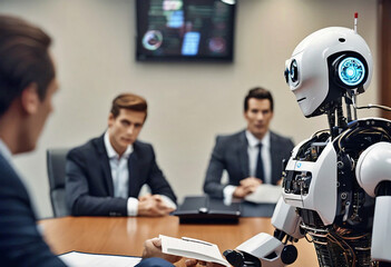 AI, automation, ChatGPT, office, Corporate, meeting, robot, conference