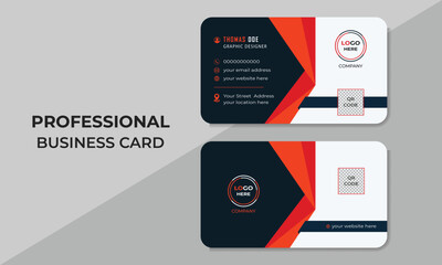 Orange business card clean design vector template