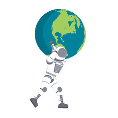 Astronaut with the planet earth. An astronaut carries a planet in his arms, vector illustration