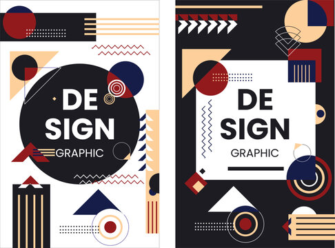 Cover and Poster Design Template for Magazine. Trendy Abstract Colorful Geometric and Curve Vector Illustration Collage with Typography for Cover, book, social media story, and Page Layout Design.