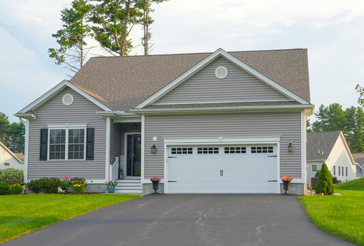 New Built House Exterior In Residential Area