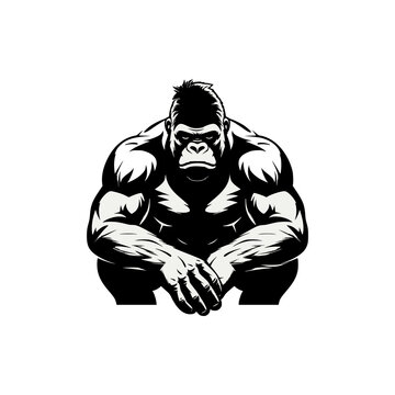 simple gorilla silhouette wild animal t shirt vector illustration template design