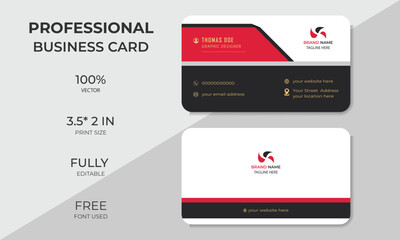 Fototapeta na wymiar Minimalist red color corporate clean business card design