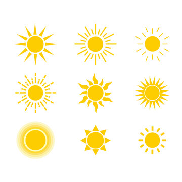 Sun icons vector symbol set. Vector illustration