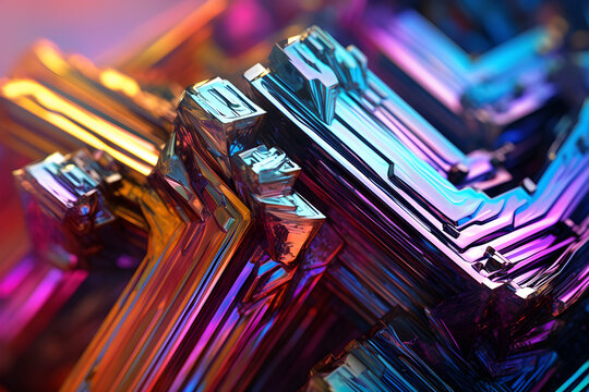 bismuth rainbow metal crystal close up