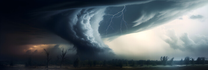 tornado landscape with dramatic storm cloud