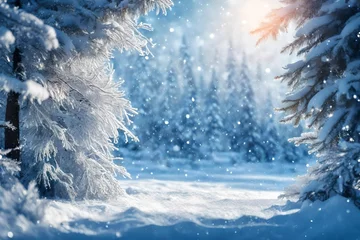 Fotobehang Wonderful winter background with snow. Winter holidays and Christmas concept © CREAM 2.0