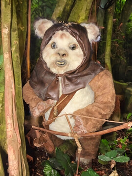 Ewoks from Star Wars captivate fans in a galactic spectacle at a show booth in El Salvador, Central America 10/02/2023