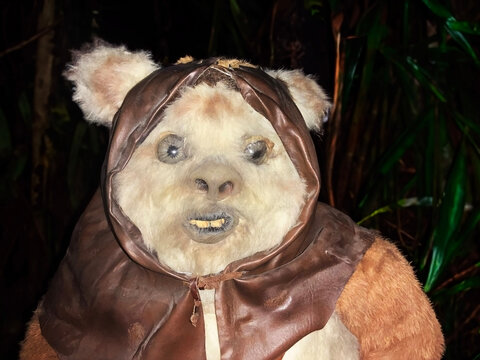 Ewoks from Star Wars captivate fans in a galactic spectacle at a show booth in El Salvador, Central America 10/02/2023