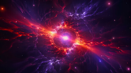 Supernova explosion idea for merch or print, merger of stars and birth of new galaxies