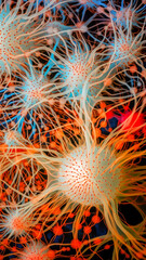 Visualization of the development of neural connections, idea for background or wallpaper