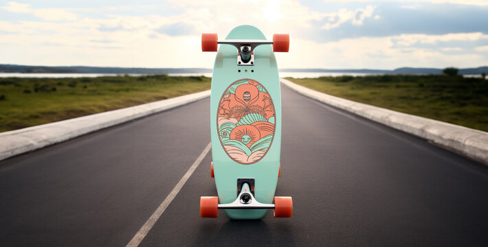 a customized surfskate with a minimalist hippie inspo