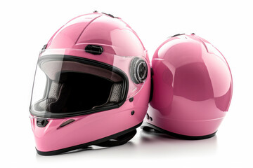 Fototapeta premium Pink helmet in white background