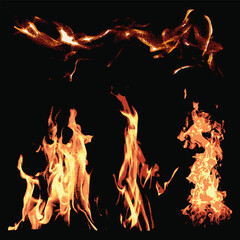 fire flames and sparks elements for design. Abstract graphic geometric symbols and objects