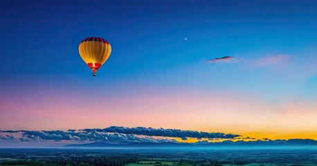 A beatiful sky with comolus clouds and a hot air balloon floating in the air