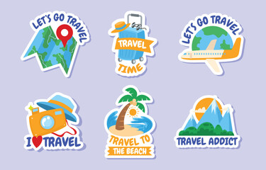 set of travel journey sticker design