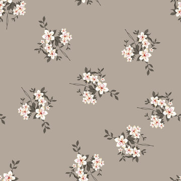 seamless vector flower bunch design pattern gray on background