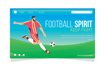 Hand drawn football sport landing page template
