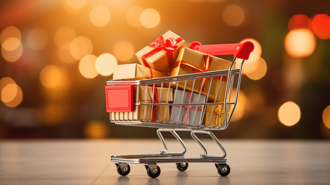 ショッピングカートとギフトボックス Shopping cart gift boxes
