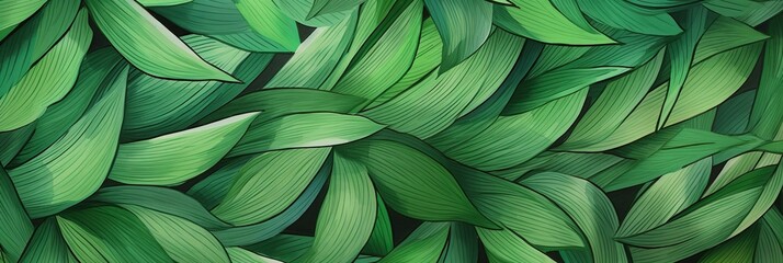 banner watercolor vertical abstract floral pattern template green background, exotic tropical wall with green palm and banana leaves.. - obrazy, fototapety, plakaty