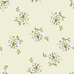 seamless vector flower design pattern on yellow background