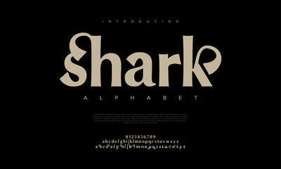 Shark creative modern urban alphabet font. Digital abstract moslem, futuristic, fashion, sport, minimal technology typography. Simple numeric vector illustration