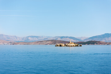 The remote lighthouse in the furthermost north west Greece, between Corfu and Albania
