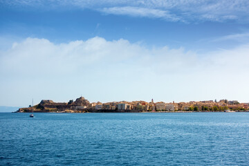 Fototapeta premium The old town of Corfu as seen from the sea