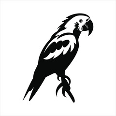 Black And White Parrot Icon On White Background