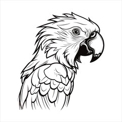 Black And White Parrot Icon On White Background