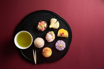 Japanese traditional sweets Nerikiri made from bean paste