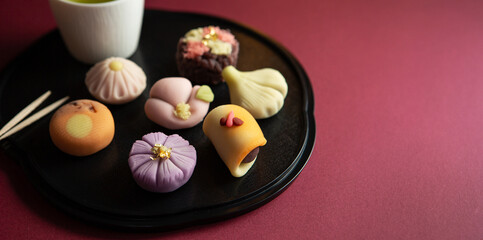 Japanese traditional sweets Nerikiri made from bean paste