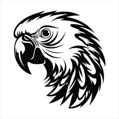 Black And White Parrot Icon On White Background