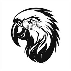 Black And White Parrot Icon On White Background