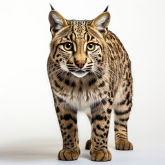 Obraz premium Full view American Bobtail on a completely white background , wallpaper pictures, Background HD