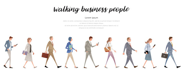 ベクターイラスト素材：歩く人々、ビジネスマン
 - obrazy, fototapety, plakaty
