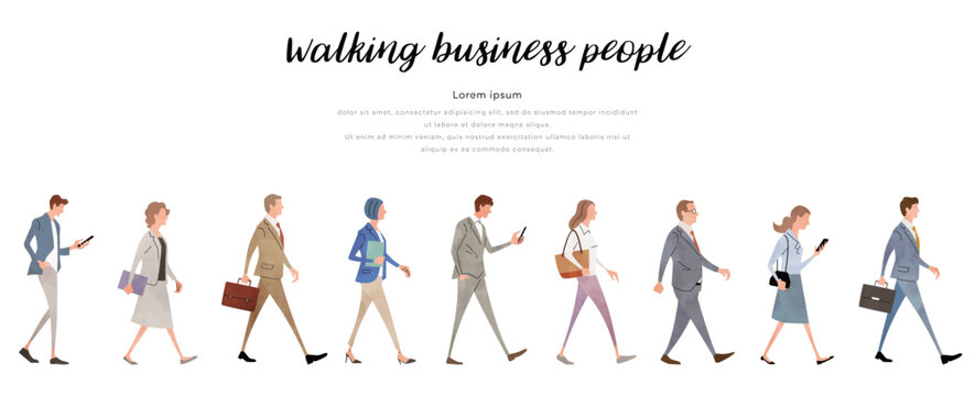 ベクターイラスト素材：歩く人々、ビジネスマン
