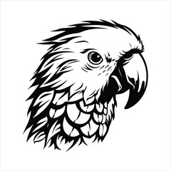 Black And White Parrot Icon On White Background