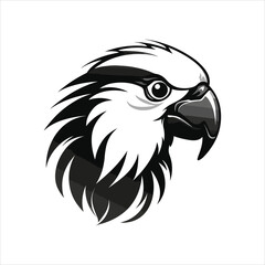 Black And White Parrot Icon On White Background