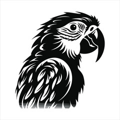 Black And White Parrot Icon On White Background