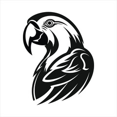 Black And White Parrot Icon On White Background