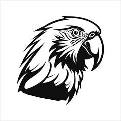 Black And White Parrot Icon On White Background