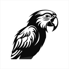 Black And White Parrot Icon On White Background