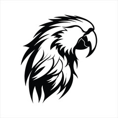Black And White Parrot Icon On White Background