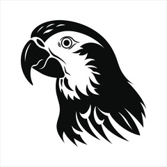 Black And White Parrot Icon On White Background