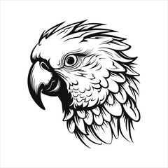 Black And White Parrot Icon On White Background