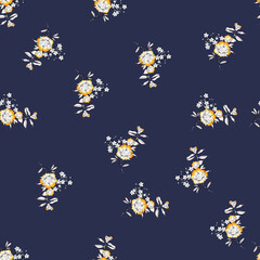 seamless vector flower design pattern on navy background